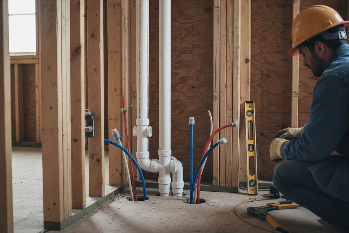 Drain and supply rough-in during Drain Cleaning in Thaxton